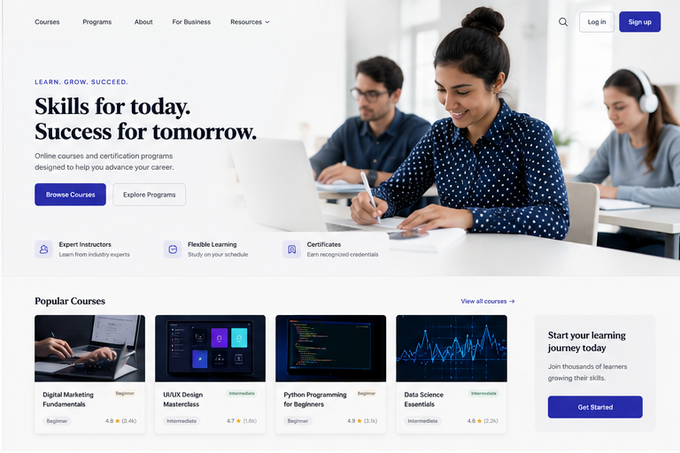 Academy website design preview