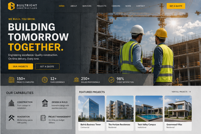 Construction website design preview