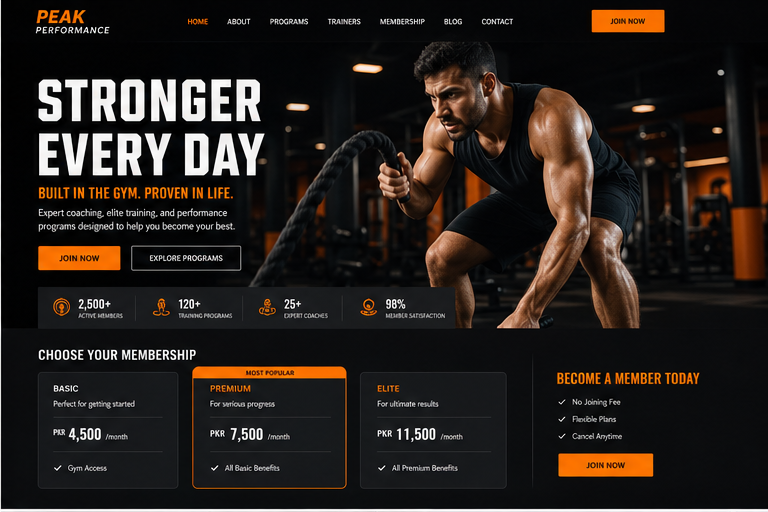 Fitness website design preview