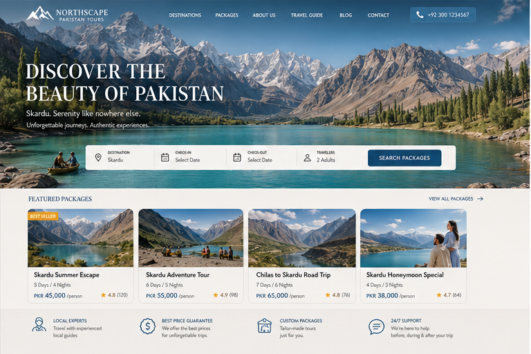 Travel website design preview